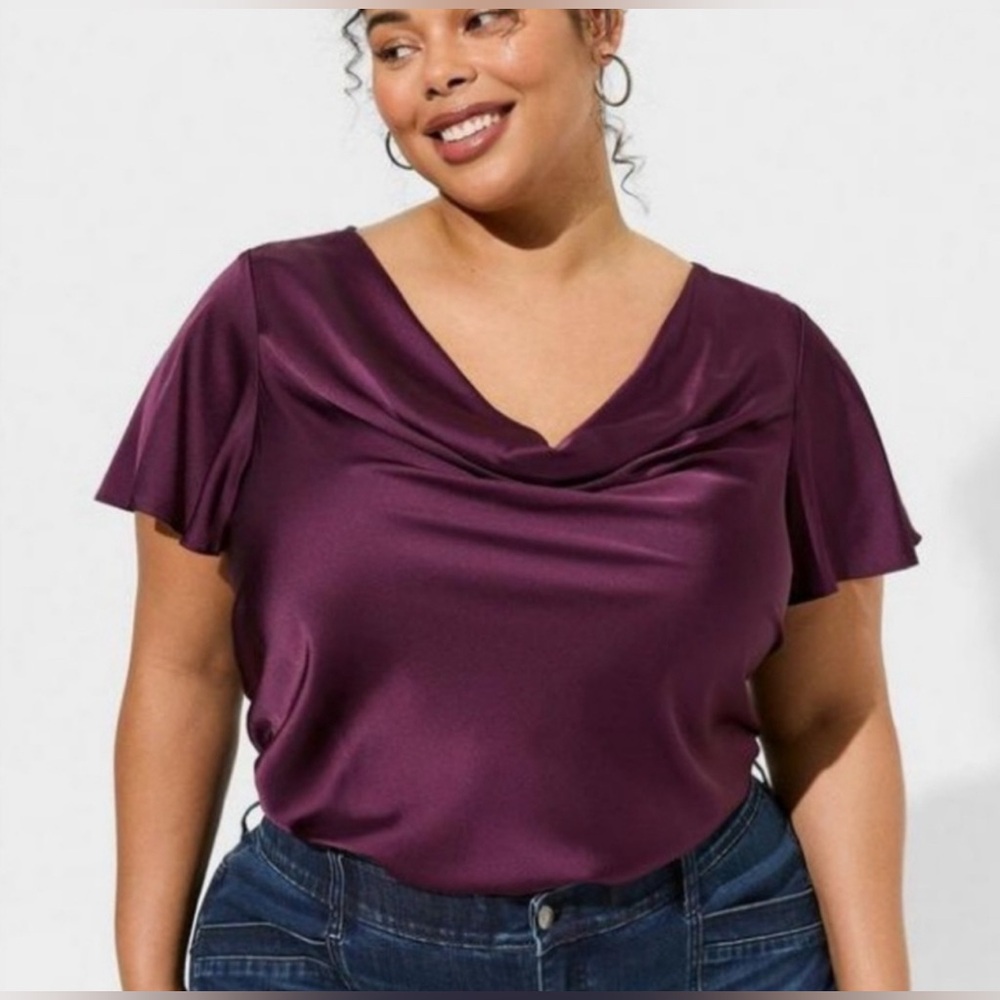 Torrid Deep Purple Flutter Sleeve Blouse